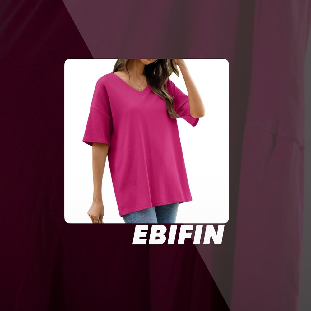 EUC Ebifin Pink V Neck Oversized Tee Shirt